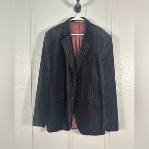 4 You Black With Red Pin Stripe Dehavilland Men’s Blazer Size Large EUC